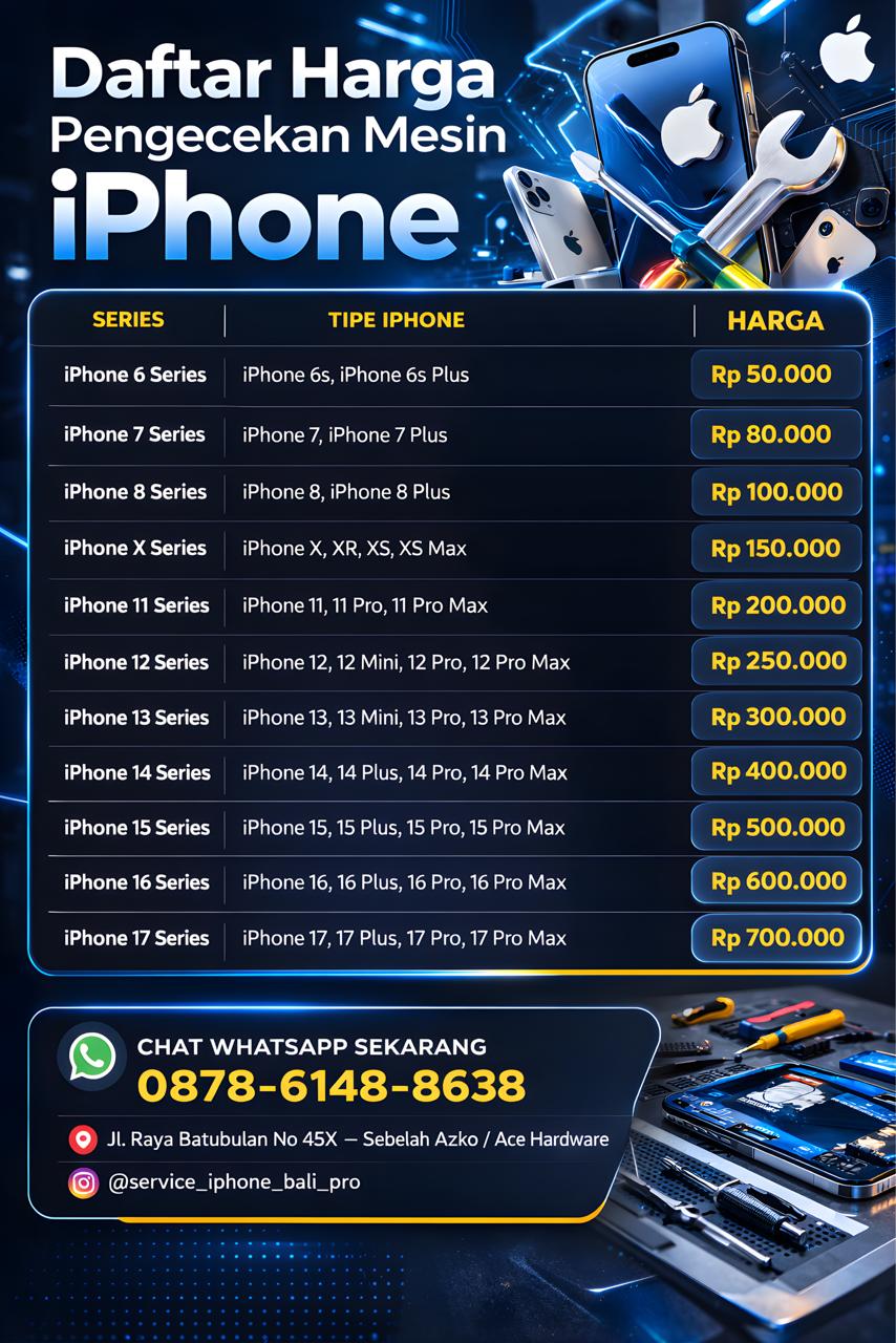 Daftar Harga Pengecekan Mesin iPhone