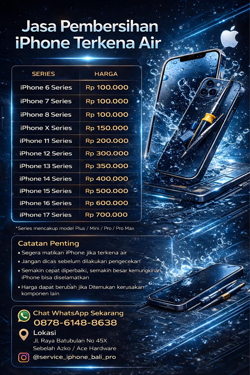 Jasa Pembersihan iPhone Terkena Air